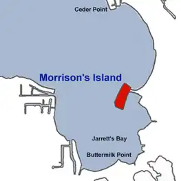 Morrison's Island in red
