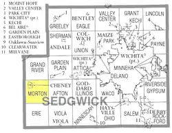 Location of Morton Township in Sedgwick County