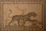 Mosaic with a panther and a goat head