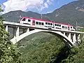 A train on Mostizzolo railway bridge