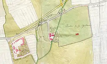Old map showing a place called "Moulin de la Chartreuse" along the road to Dorlisheim.