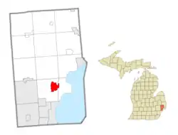 Location within Macomb County and the state of Michigan