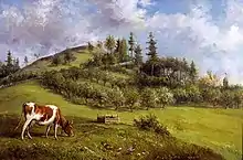 Mount David 1860, painted in 1901 by Delbert Dana Coombs. Mount David is a low mountain on the western edge of the Bates Campus