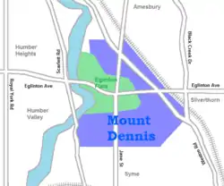 Location of Mount Dennis