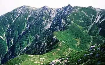 Mt. Kisokoma and Mt. Hōken seen from Mount Sannosawa