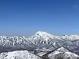 Late winter photo of Mount Takatsuma and the Togakushi Ridge from the summit