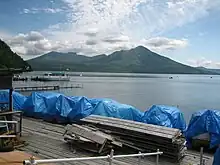 Mt. Tarumae and Mt. Fuppuishi as seen from the NNE.