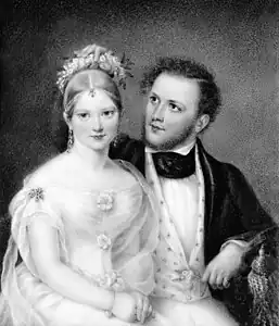 Mr. and Mrs. Samuel Ward (Emily Astor), 1837. Miniature on ivory, 5 1/2 x 4 1/2 in. Private collection, Barrytown, New York