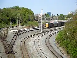 The CSX Transportation rail yard (formerly Baltimore and Ohio Railroad) through Mount Winans