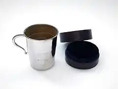 Collapsible metal travellers mug with case