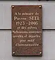 Memorial plate on a façade of the Mulhouse City Theatre