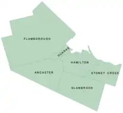Municipal Boundaries of the former Regional Municipality of Hamilton–Wentworth.