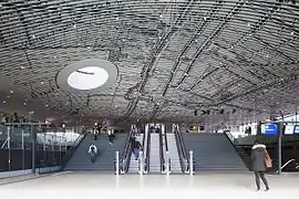 Delft station with map of Delft on the ceiling