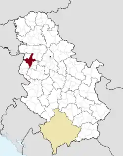 Location of the city of Šabac within Serbia