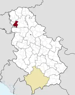 Location of the city of Bačka Palanka in Serbia
