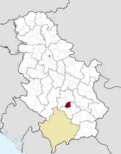 Location of the municipality of Blace within Serbia