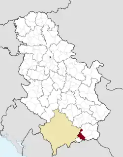 Location of the municipality of Bujanovac within Serbia