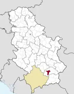 Location of the municipality of Lebane within Serbia