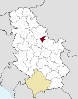 Location of the city of Požarevac within Serbia