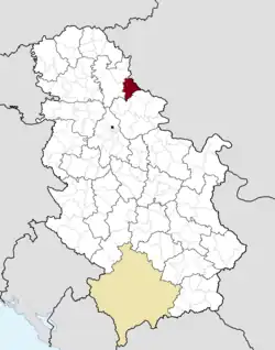 Location of Sečanj within Serbia