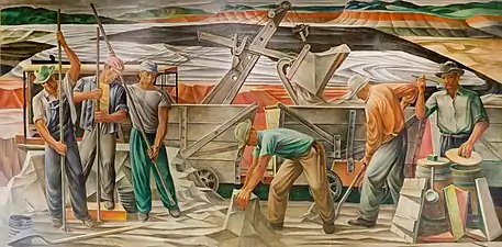 The Bauxite Mines (1942), mural by Julius Woeltz for the U.S. Post Office in Benton, Arkansas
