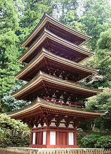 Five storied pagoda at Murō-ji.  It was built in 800.