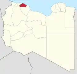 Map of Libya with Murqub district highlighted