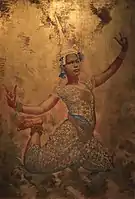 Cambodian Dancer, 1922, by René Piot, gold leaf and tempera