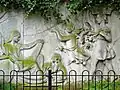 Detail of the Musgrave Watson frieze in Battishill Gardens