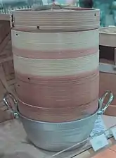 Stacked mushiki on top of a pot