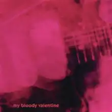 A blurred, magenta close-up photo of someone playing guitar