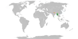 Map indicating locations of Myanmar and Nepal