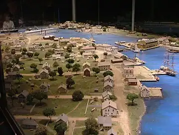 Scale model of Mystic, Connecticut as it was around 1870