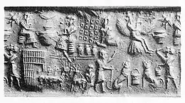 The Myth of Etana. Seal impression of the Akkadian Empire period.