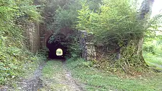 Entrance to a small tunnel.