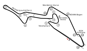 Layout of the Nürburgring "GP-Strecke" circuit