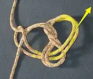 Pull back the two strands of rope closest to the loop inside the knot