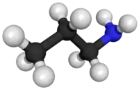 Ball and stick model of propylamine