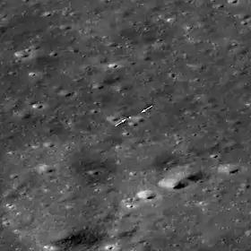 Chang'e 4 – Lander (left arrow) and Rover (right arrow) on the Moon surface (NASA photo, 8 February 2019).