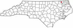 Location of Gatesville, North Carolina