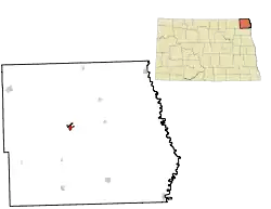 Location of Cavalier, North Dakota
