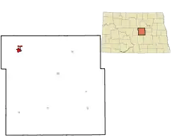 Location of Harvey, North Dakota