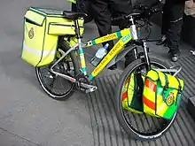 In large, congested cities, paramedics may travel by bicycle, such as this one of the London Ambulance Service