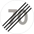End of speed limit of 70 km/h.
