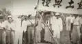 Quah Chin Lai (right wearing white khaki shorts) Nanyang University ground inauguration