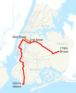 Map of the "F" train