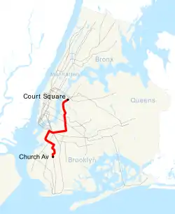 Map of the "G" train