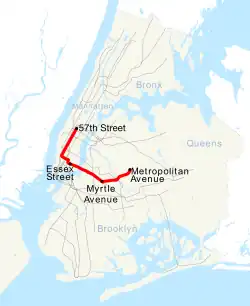 Map of the "M" train