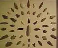 A collection of stone projectile points from North America.