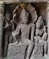 The Snake God Naga and his consort.The photo is taken at the cave temples clusters of Ajanta, Maharashtra, India